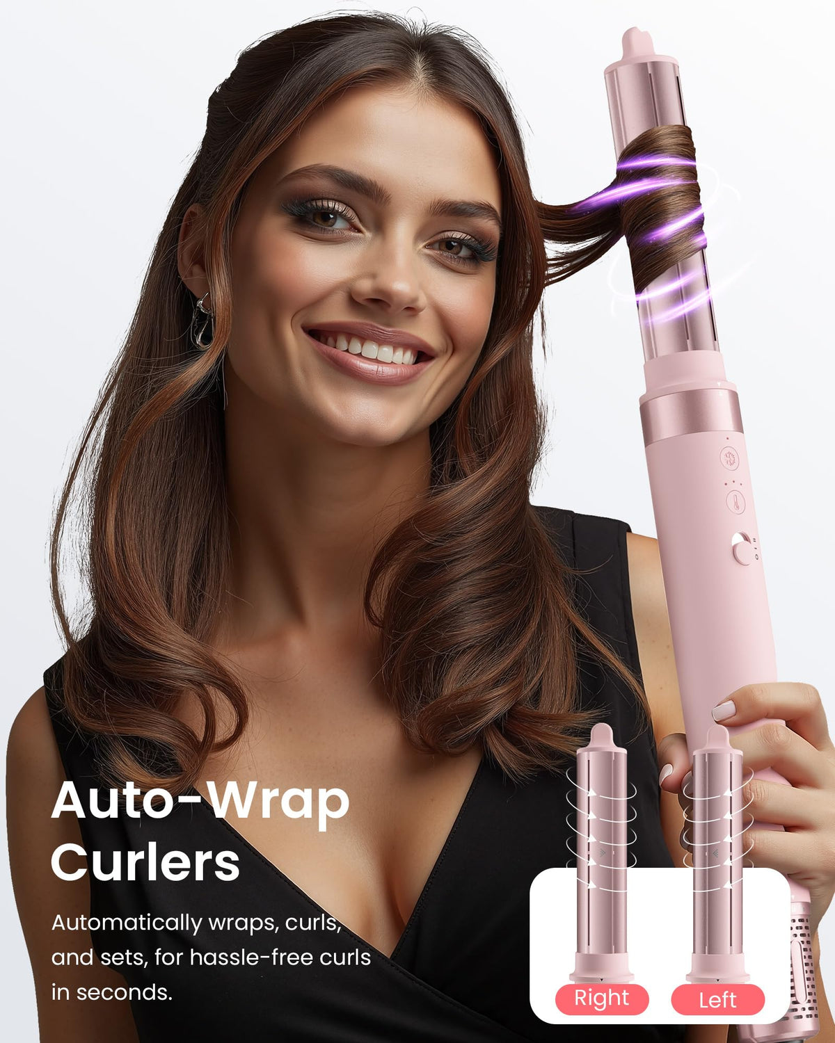 MESCOMB 5-in-1 Hot Air Styler showing auto-wrap curlers
