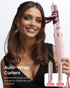 MESCOMB 5-in-1 Hot Air Styler showing auto-wrap curlers