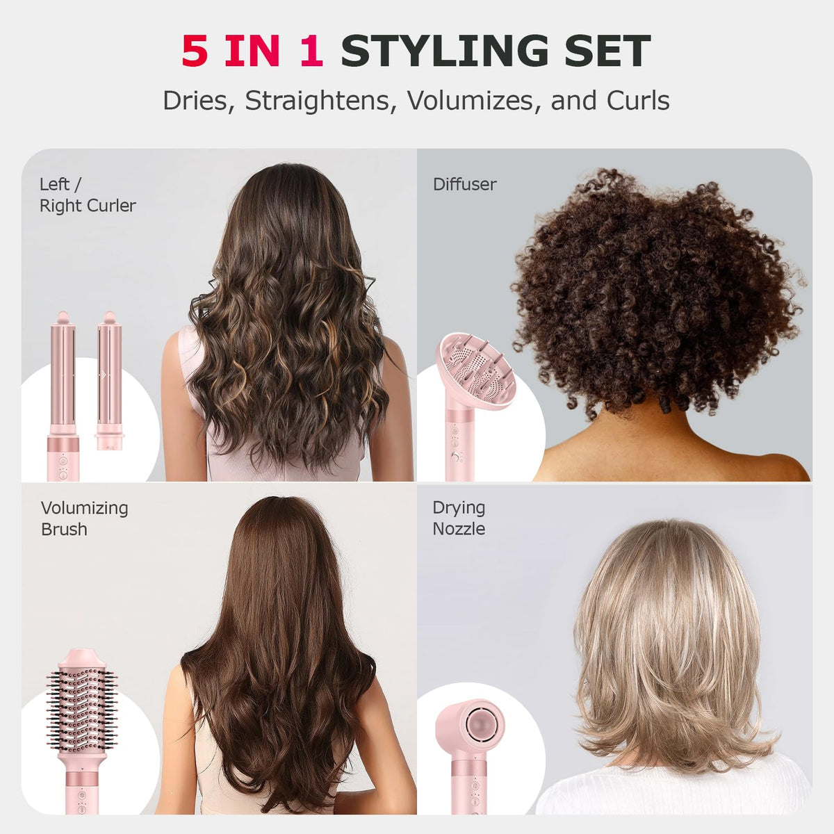 MESCOMB Hot Air Styler in use on long hair