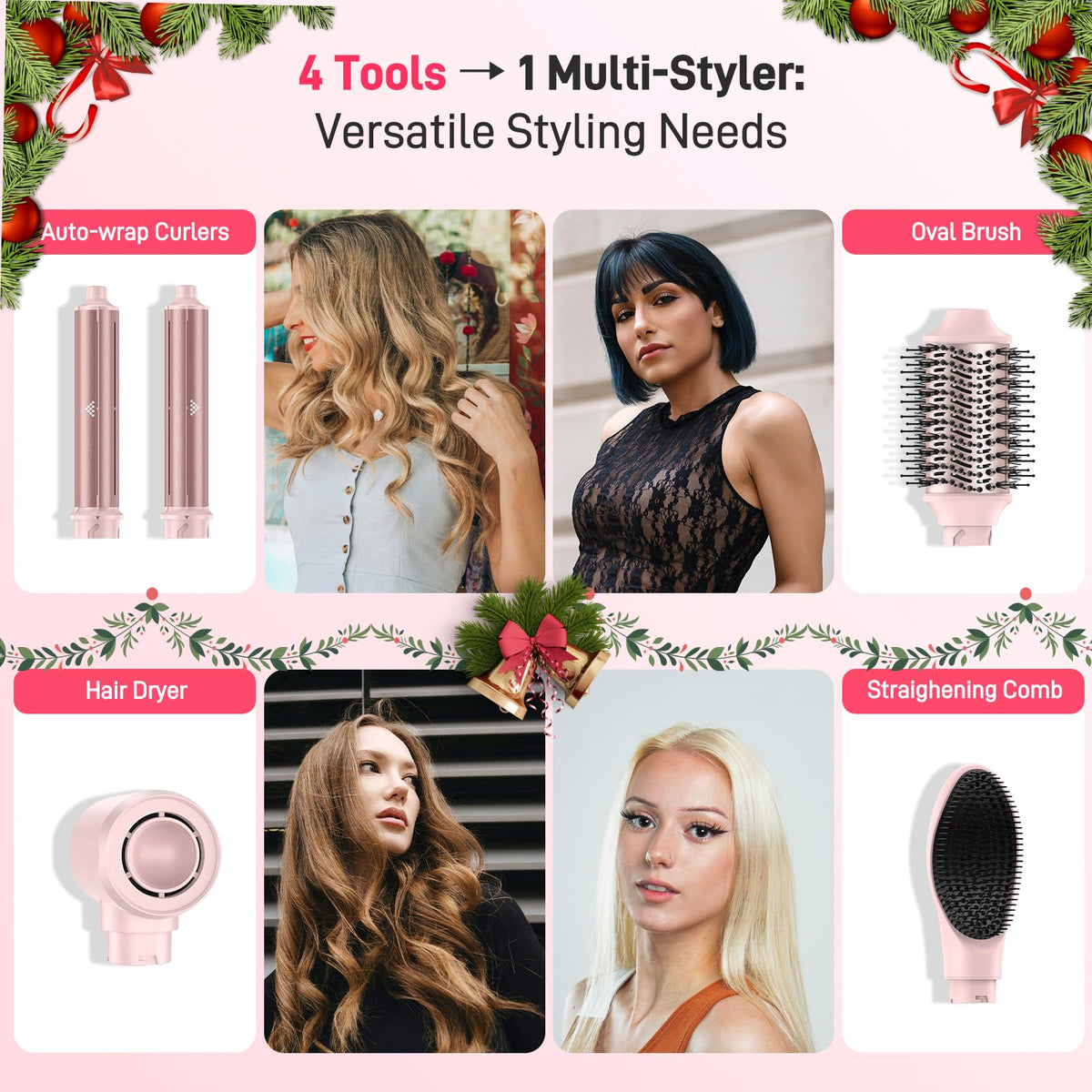 MESCOMB Hot Air Styler showing temperature control settings