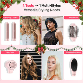 MESCOMB Hot Air Styler showing temperature control settings