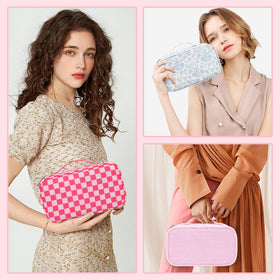Mesh pockets and storage space inside Relavel Small Makeup Bag