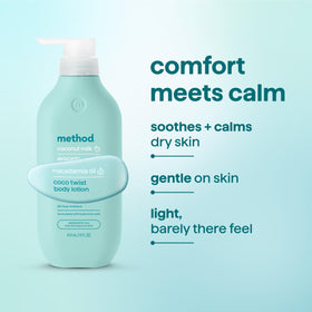 Method Body Lotion Coco Twist open bottle showing lotion