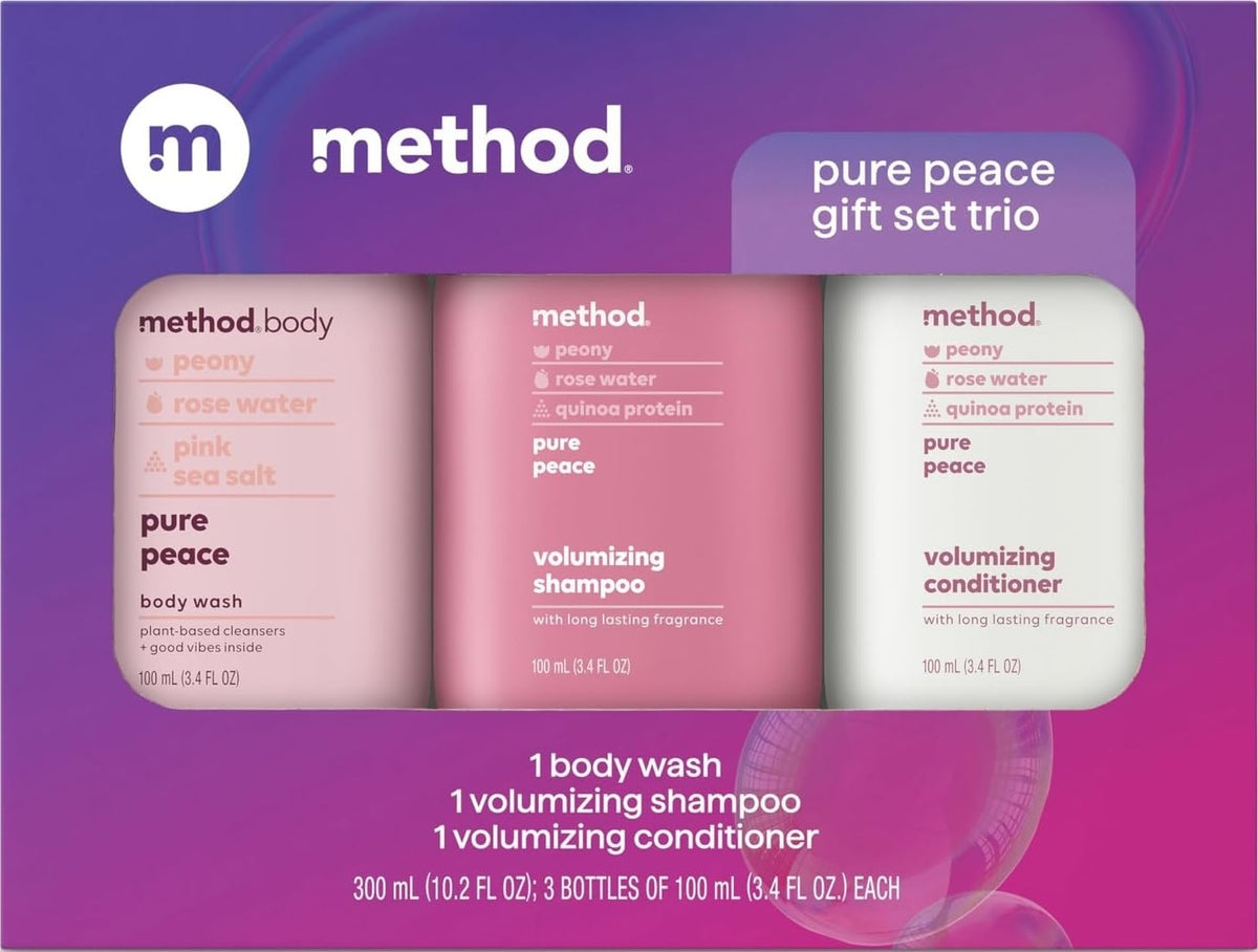 Method Body Wash and Hair Care Gift Set, Pure Peace 3.4 fl oz front view