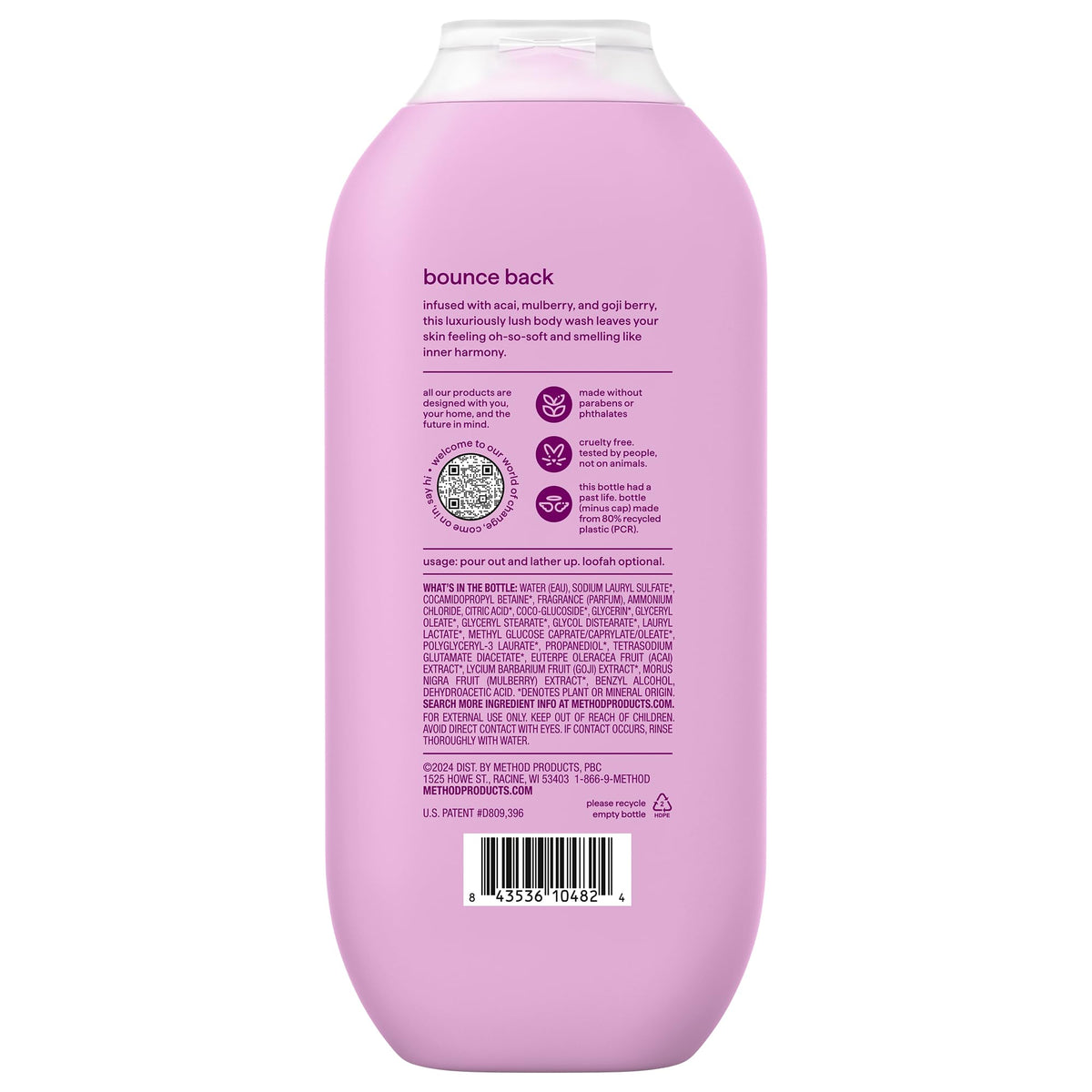 Method Body Wash Berry Balance with a towel and flowers