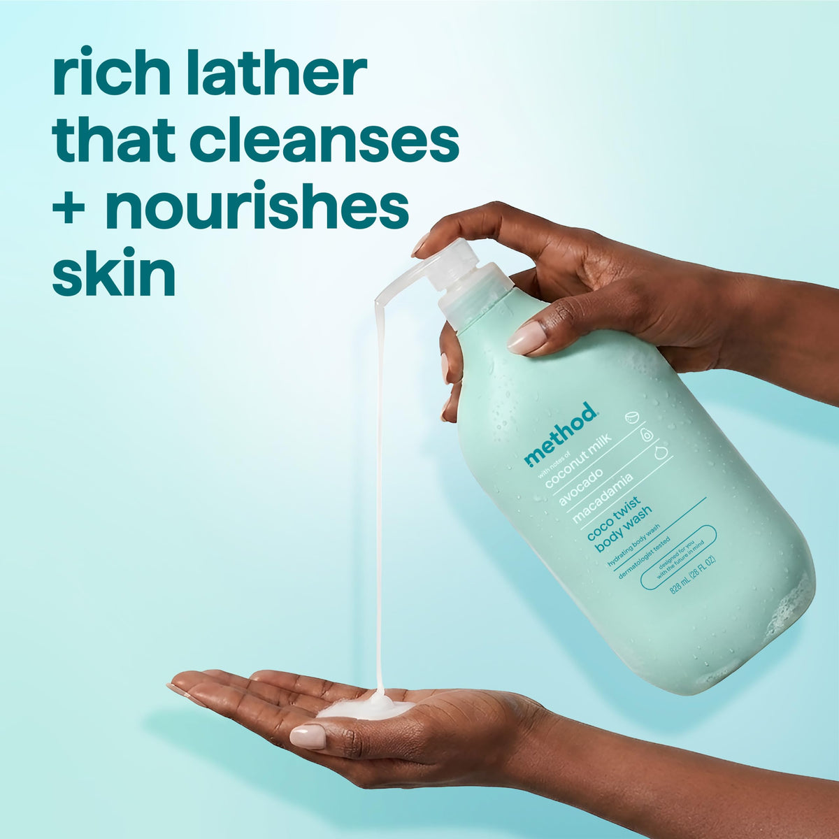 Method Body Wash Coco Twist 28 fl oz in shower setting