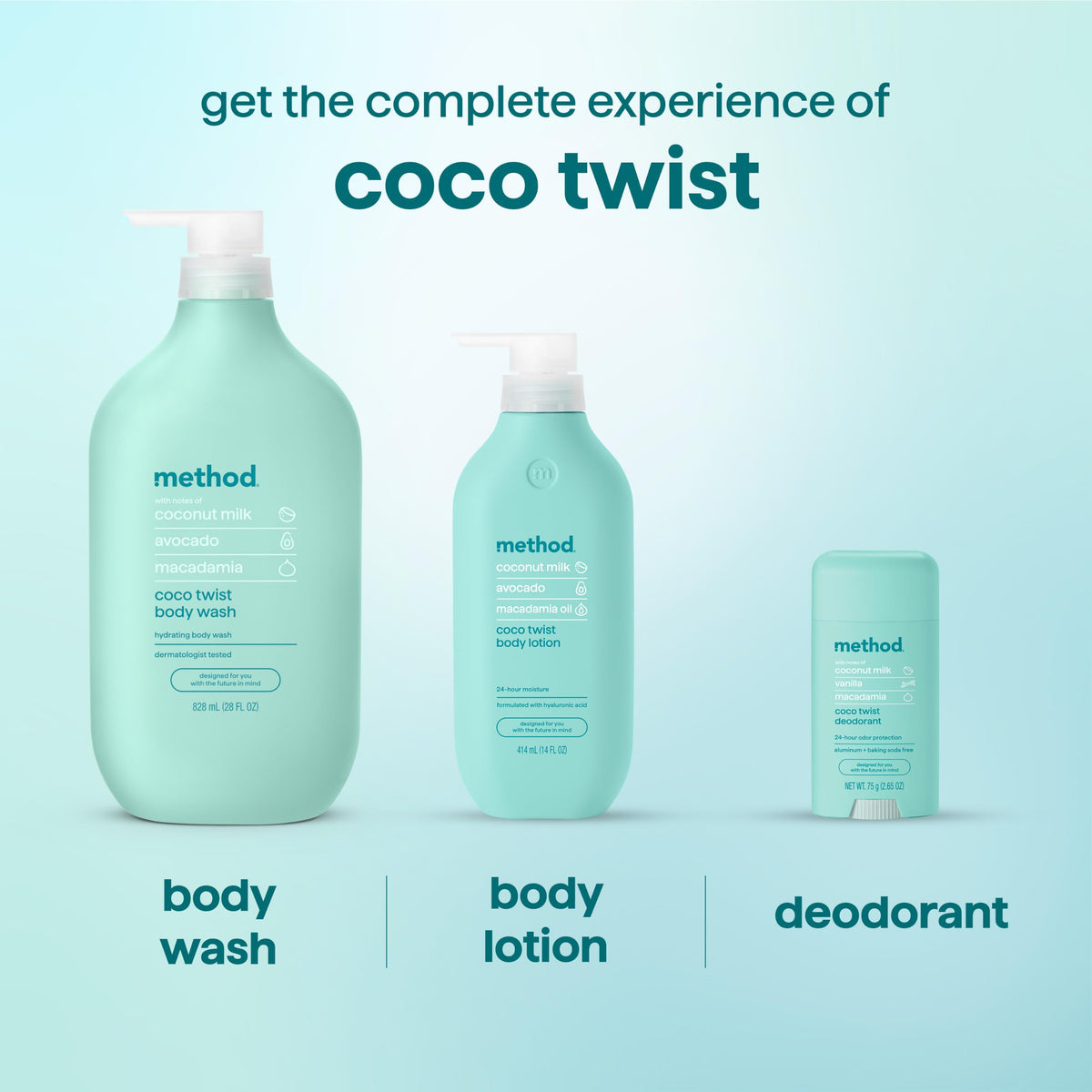 Method Body Wash Coco Twist 28 fl oz with ingredients list