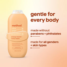 Method Body Wash Energy support in a shower setting