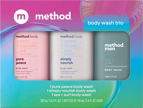 Method Body Wash Gift Set with three 3.4 oz bottles in a gift box