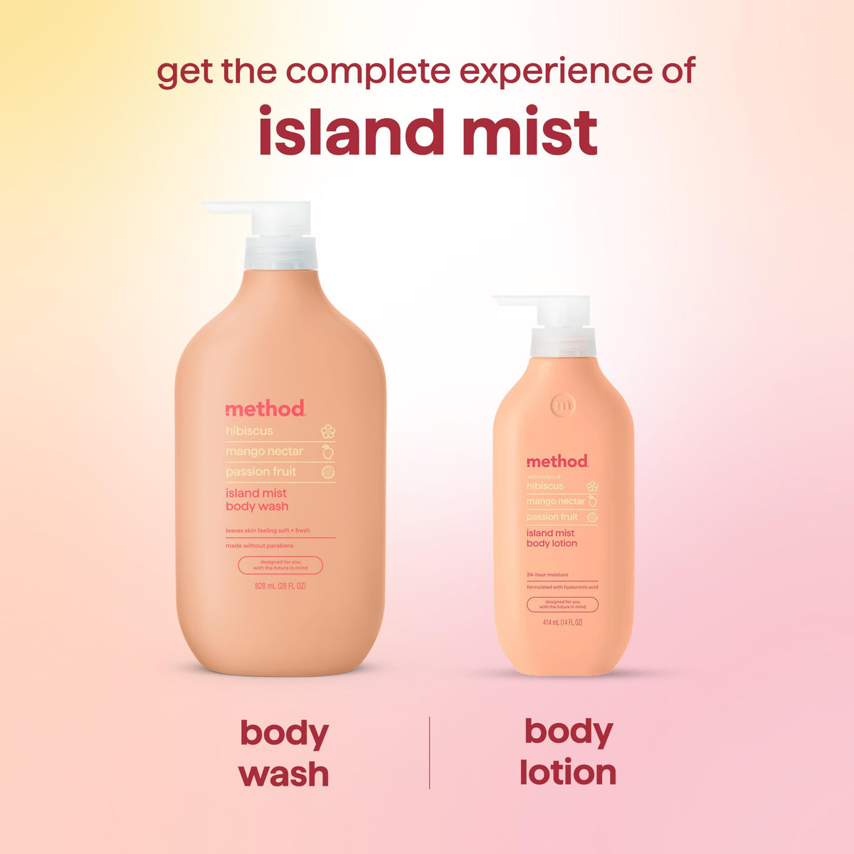 Method Body Wash Island Mist with loofah