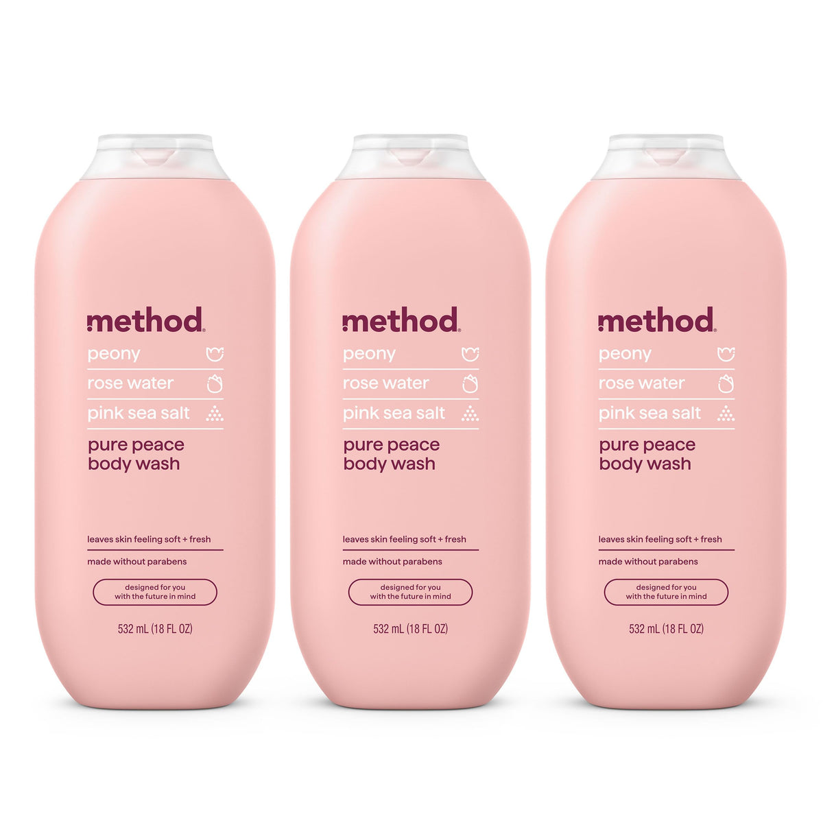 Method Body Wash Pure Peace 3 pack front view