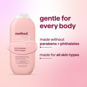 Method Body Wash Pure Peace being poured into a hand