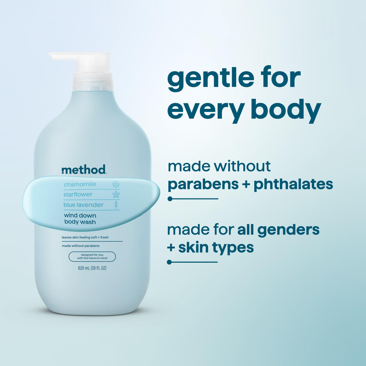 Method Body Wash Wind Down 28 fl oz with recycled plastic packaging