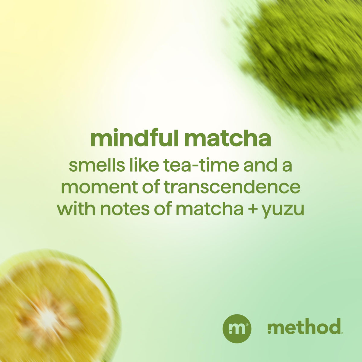 Method Color Protect Shampoo Mindful Matcha with fresh matcha leaves
