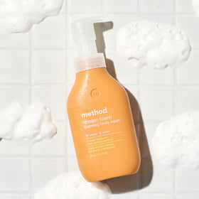 Method Dream Foam Foaming Body Wash in a bathroom setting