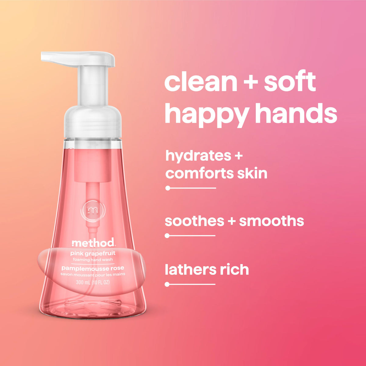 Method Foaming Hand Soap Pink Grapefruit with ingredients list