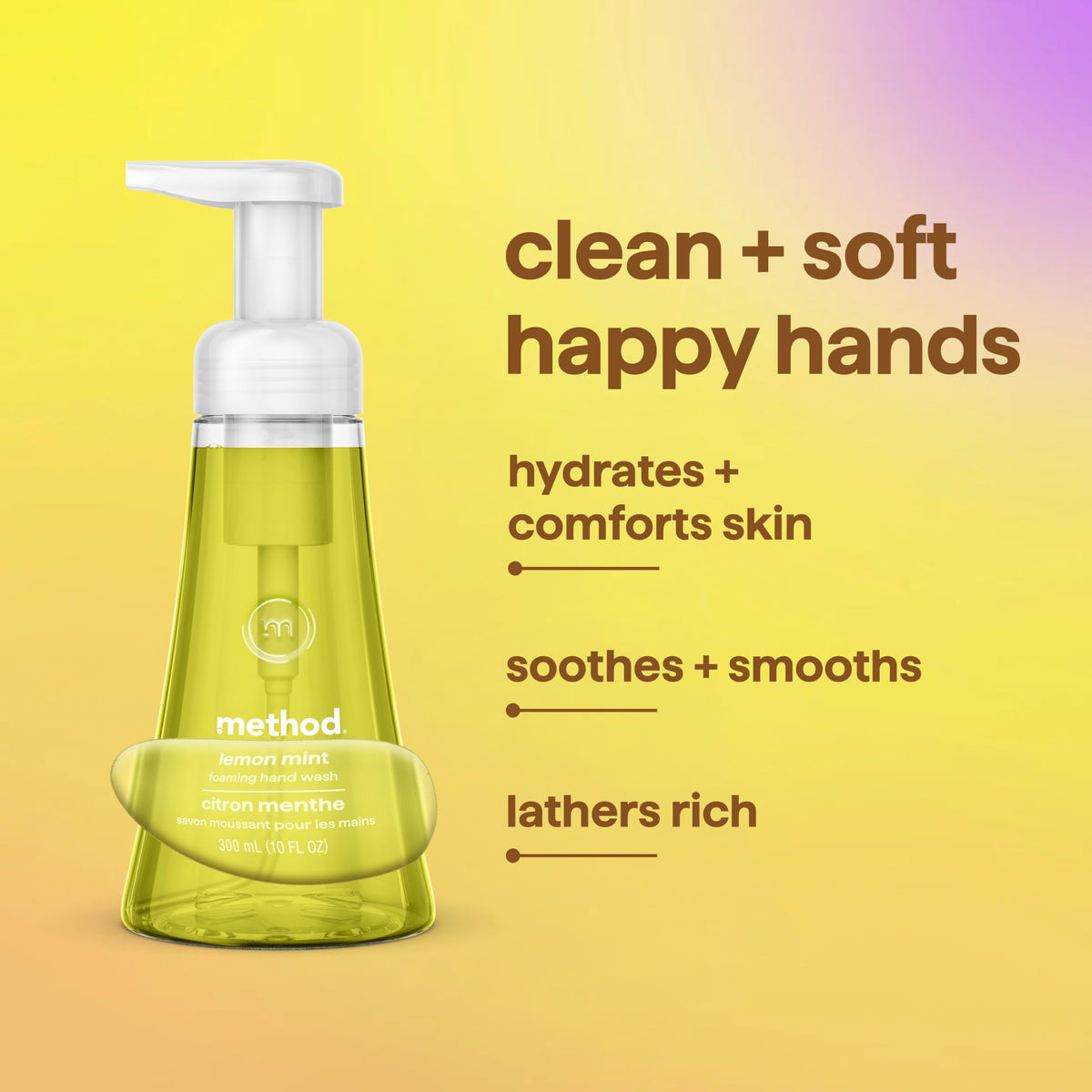 Method Foaming Hand Wash Lemon Mint lather close-up