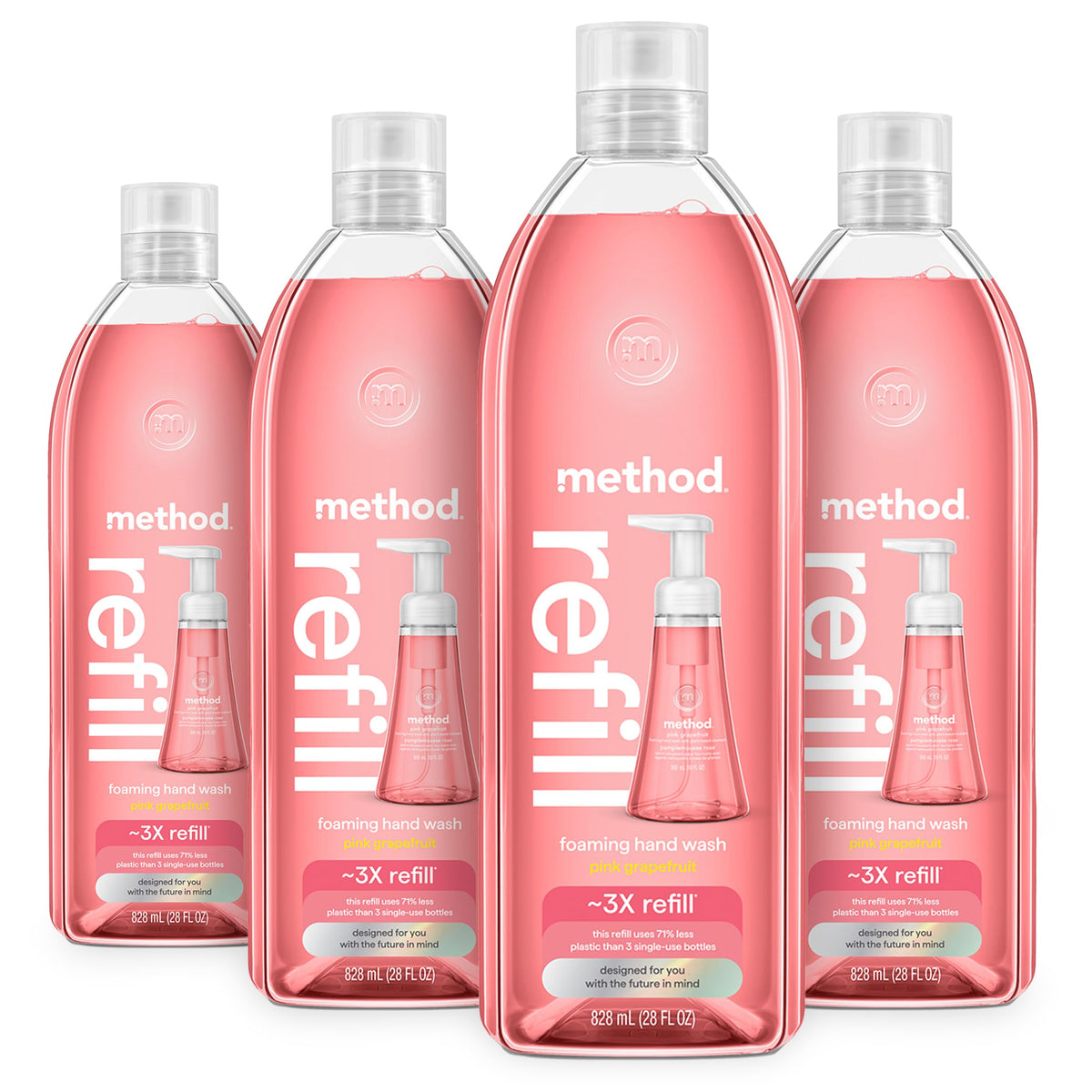 Method Foaming Hand Wash Refill Pink Grapefruit 28 fl oz front view