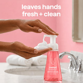 Method Foaming Hand Wash Refill Pink Grapefruit in a bathroom setting