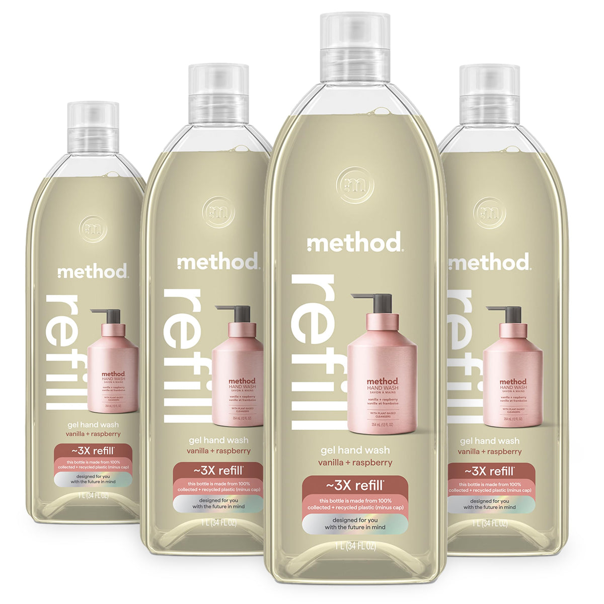 Method Gel Hand Soap Refill Vanilla Raspberry 28oz front view