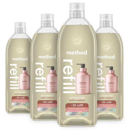 Method Gel Hand Soap Refill Vanilla Raspberry 28oz front view