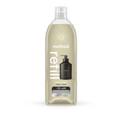 Method Gel Hand Soap Refill Vetiver + Amber 34 fl oz front view