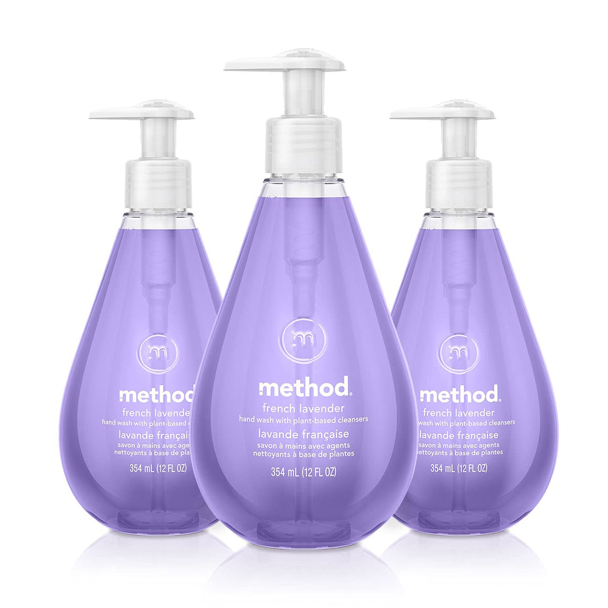 Method Gel Hand Wash 3 pack in French Lavender front view