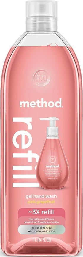 Method Gel Hand Wash Refill Pink Grapefruit 34 fl oz front view