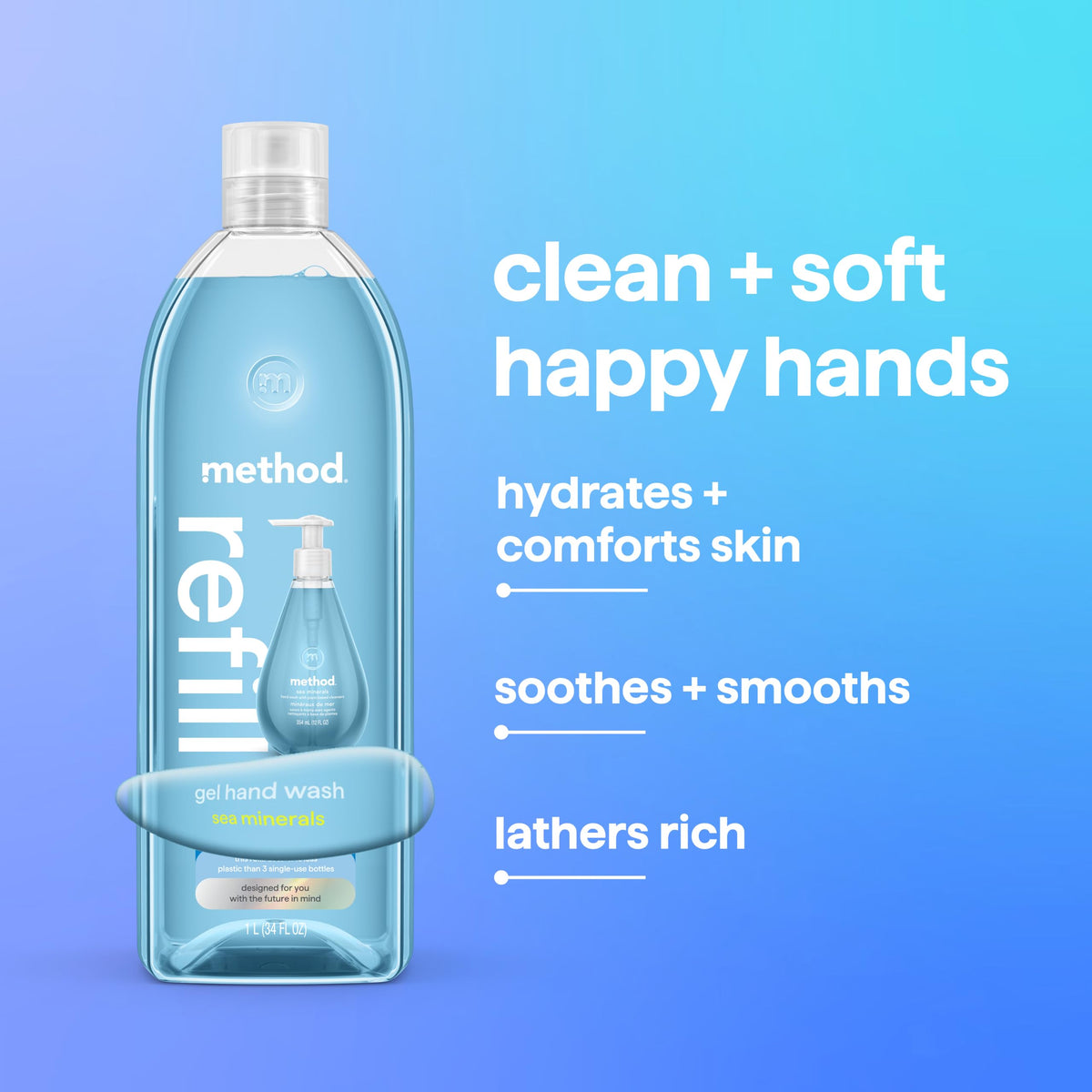 Method Gel Hand Wash Refill Sea Minerals with pump lid removed