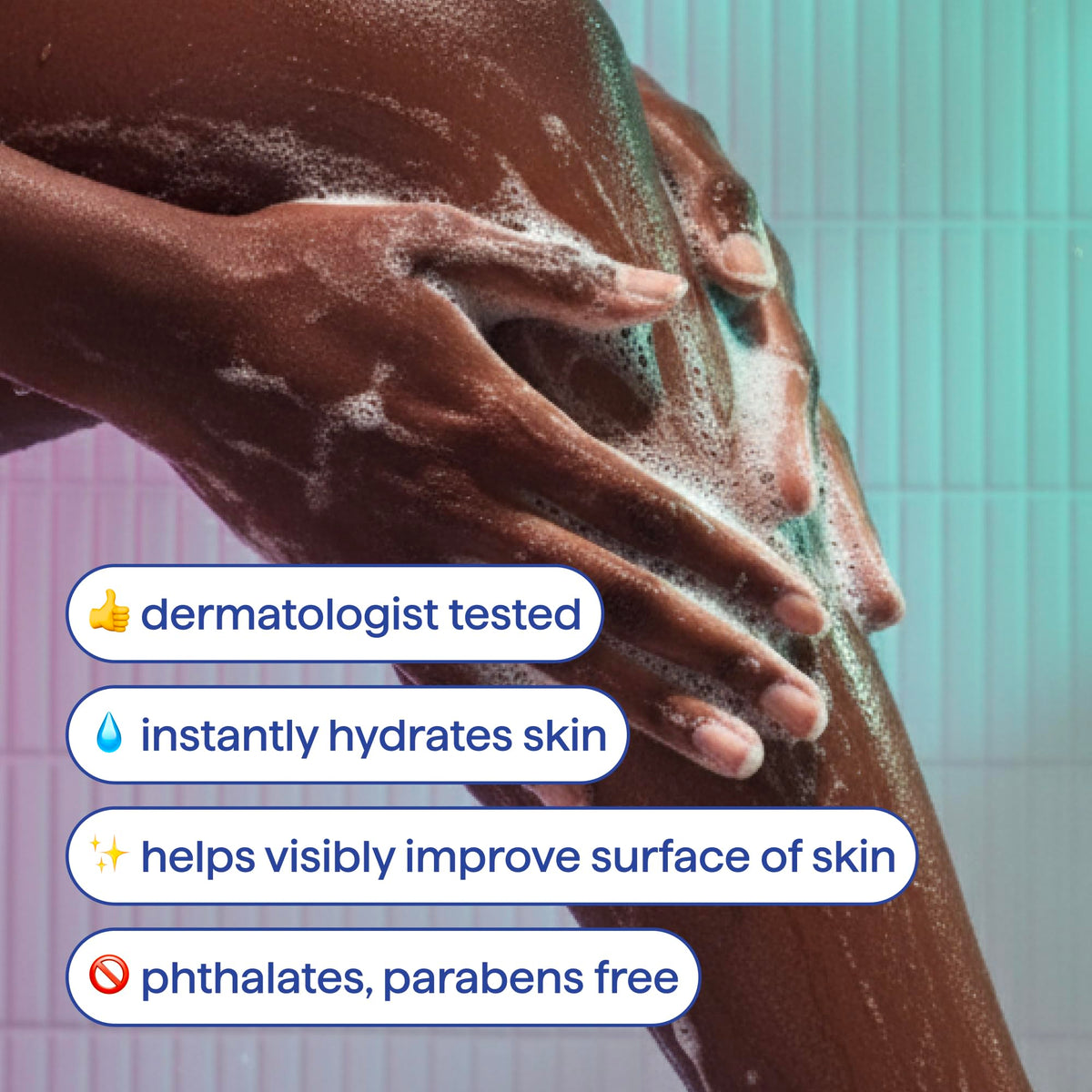 Method Hydrating Body Wash with pump on a bathroom shelf