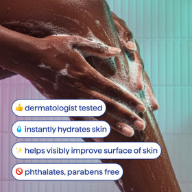 Method Hydrating Body Wash with pump on a bathroom shelf
