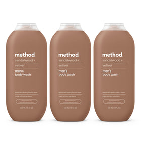Method Men’s Body Wash 3 Pack Sandalwood + Vetiver front view