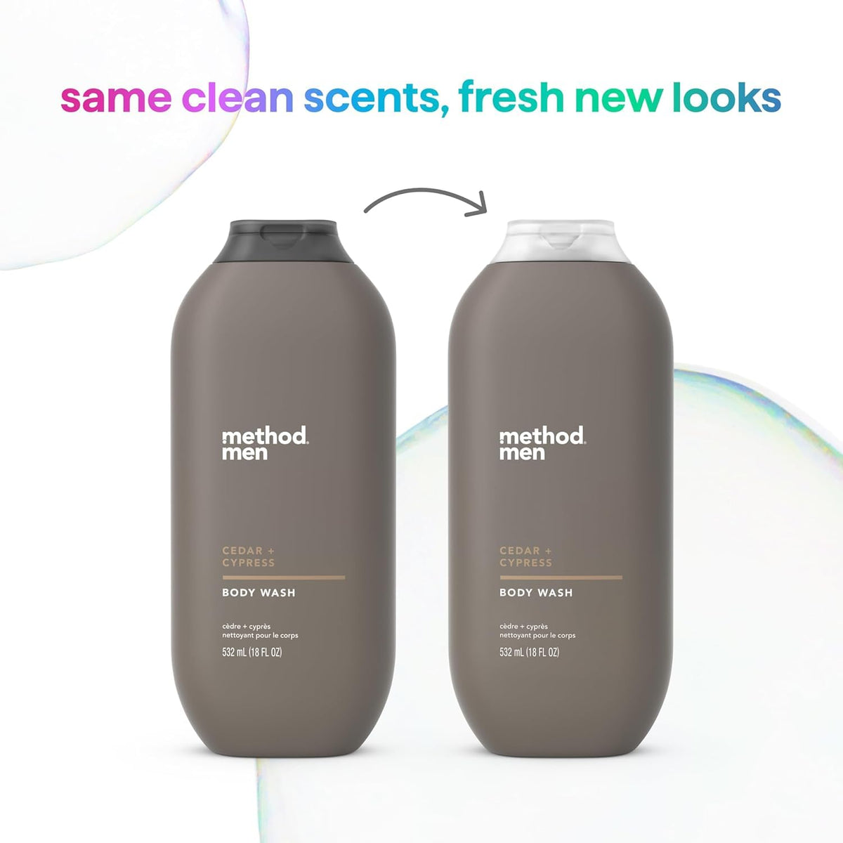 Method Men's Body Wash Cedar + Cypress lather on skin