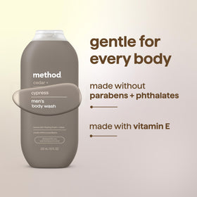 Method Men's Body Wash Cedar + Cypress packaging details