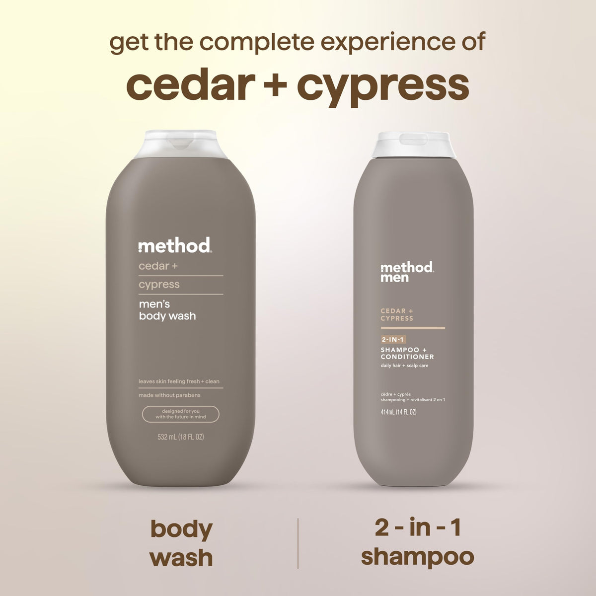 Method Men's Body Wash Cedar + Cypress with loofah