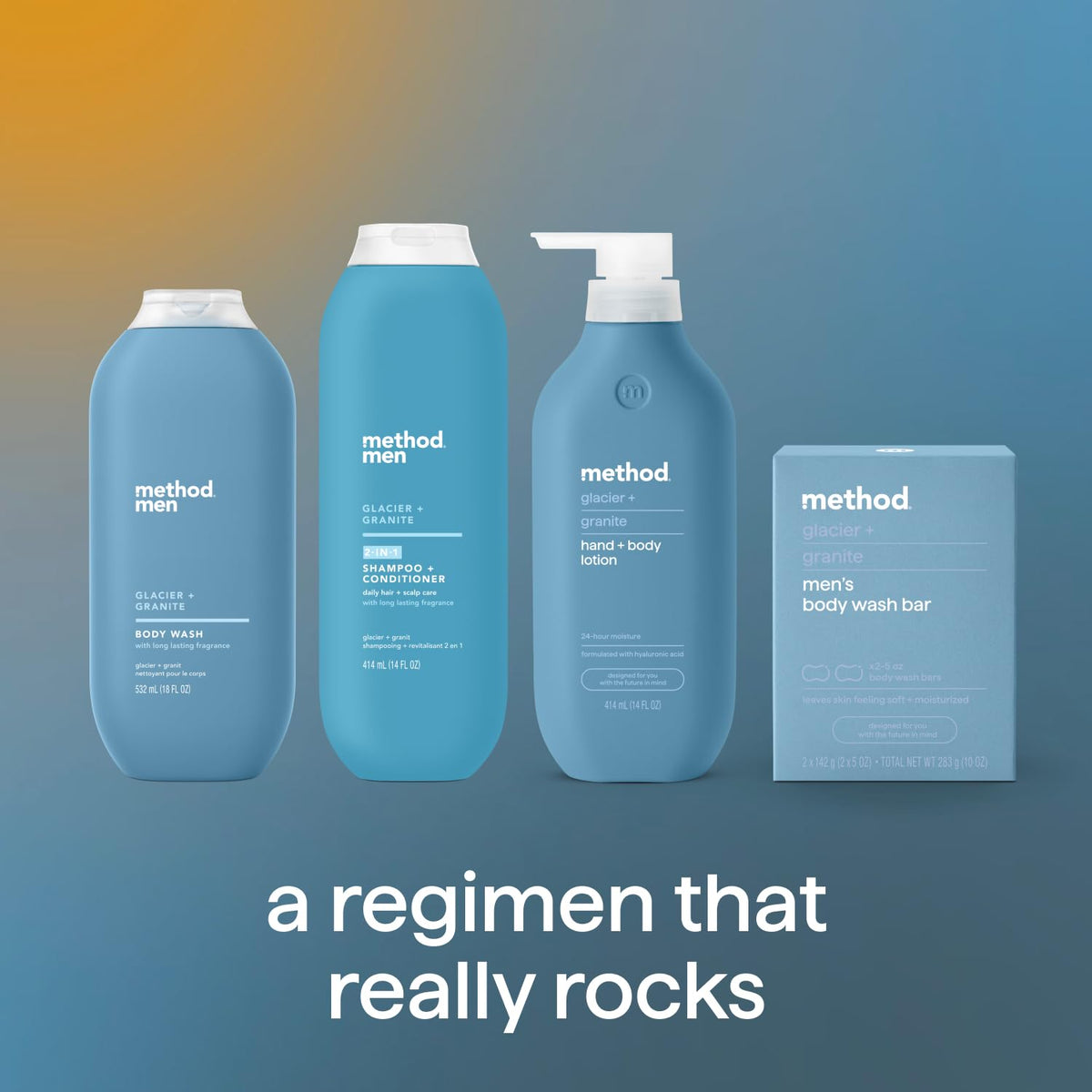 Method Men's Body Wash Glacier + Granite group pack display