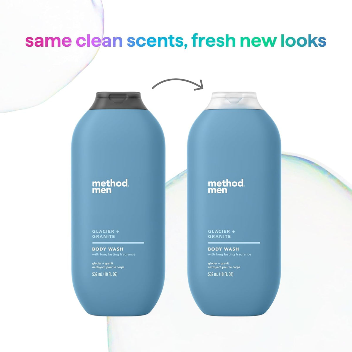 Method Men's Body Wash Glacier + Granite in a shower setting