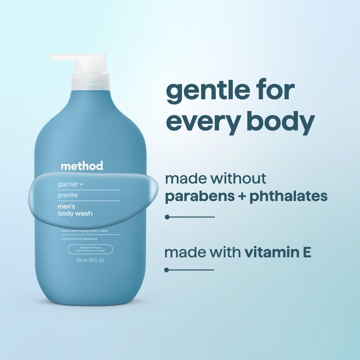 Method Men’s Body Wash Glacier + Granite in bathroom setting