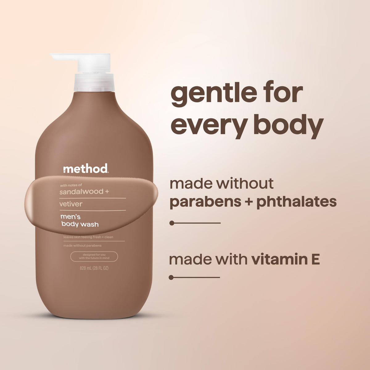 Method Men’s Body Wash Sandalwood + Vetiver close-up of ingredients