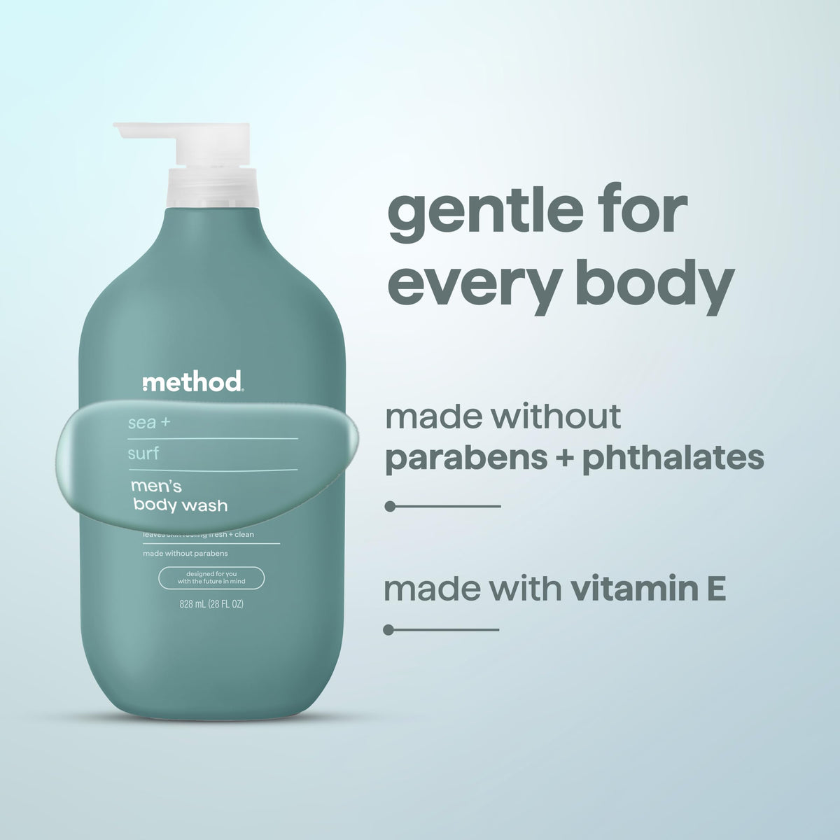 Method Men’s Body Wash Sea + Surf Scent with ocean background