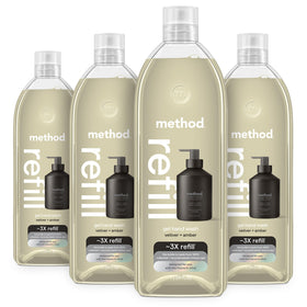 Method Premium Gel Hand Wash Refill Vetiver Amber 28 oz bottle front view