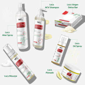 MFL MADE FOR LOCS Flaxseed Mousse with styling tools