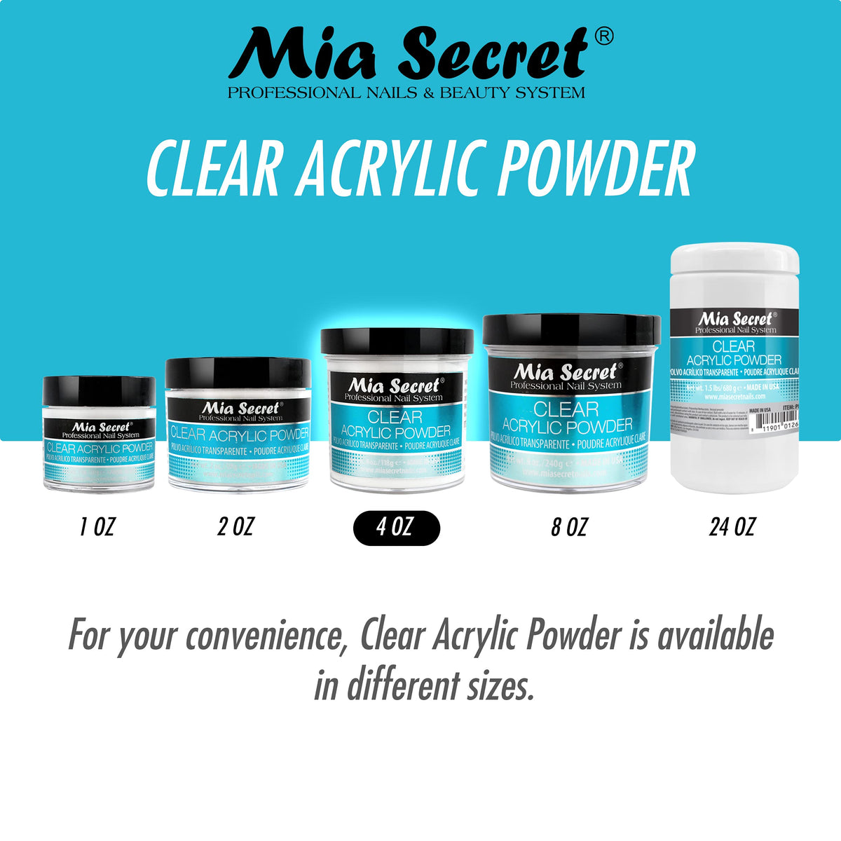 Mia Secret Clear Acrylic Powder 4oz mixed with gel system