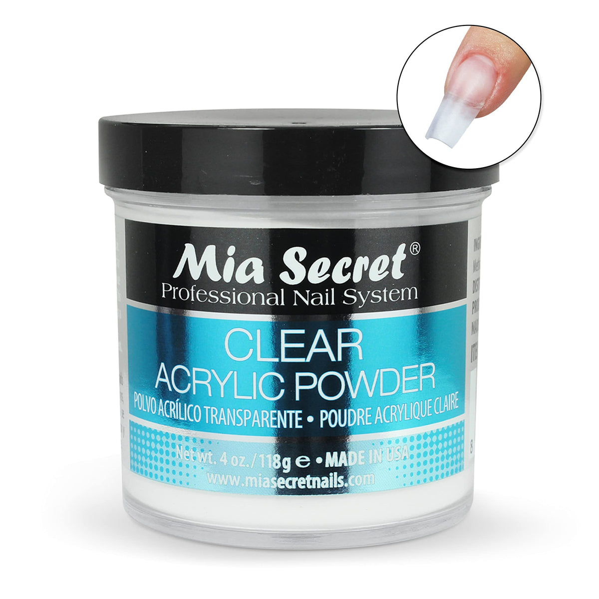 Mia Secret Clear Acrylic Powder 4oz packaging