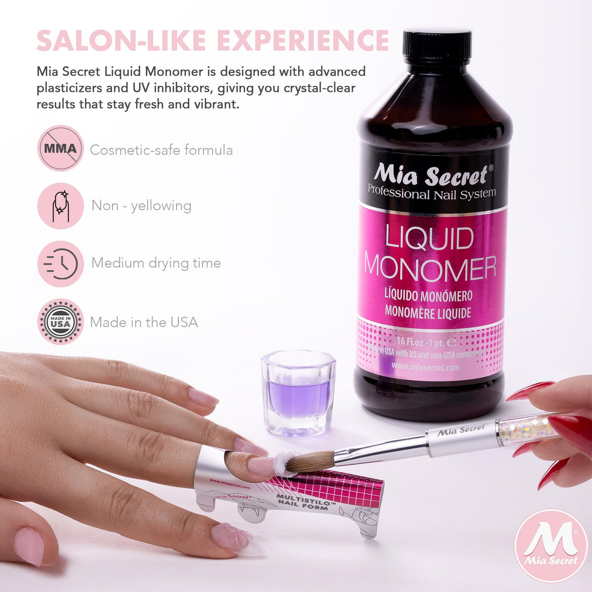 Mia Secret Liquid Monomer 16 oz back view with label