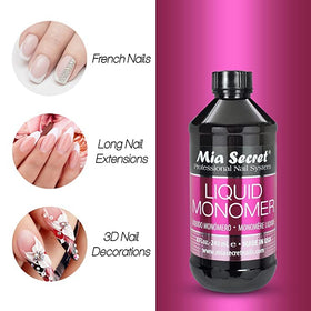 Mia Secret Liquid Monomer 16 oz close-up of the leak-proof cap
