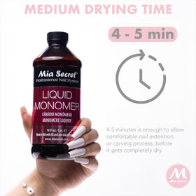 Mia Secret Liquid Monomer 16 oz in a nail salon setting