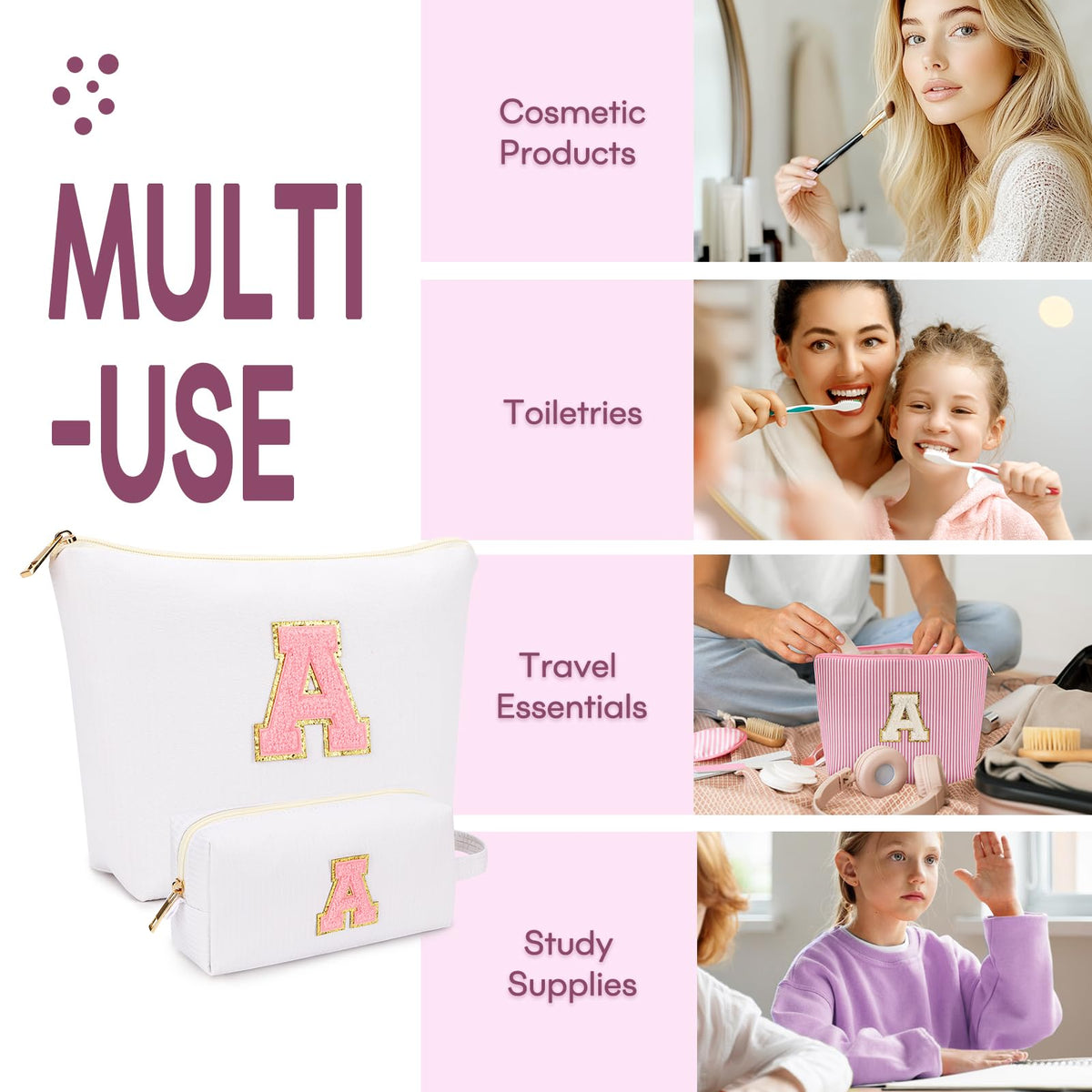 mibasies cosmetic bag in yellow with zipper detail