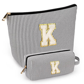 mibasies initial makeup bag in black with alphabet letters