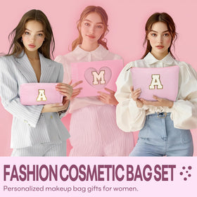 mibasies Initial Makeup Bag in light pink with alphabet letters